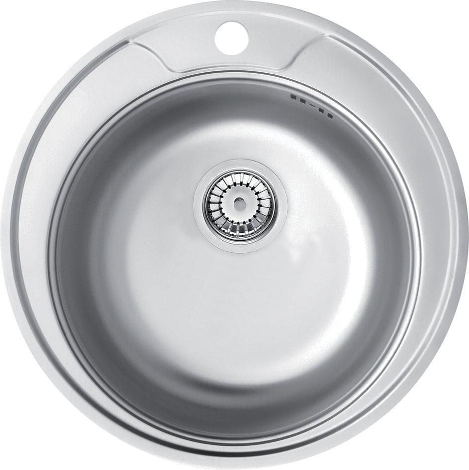 Deante TWIST Edelstahlspüle mit Hahnloch inklusive Siphon ⌀49 cm rund Stahl gebürstet
