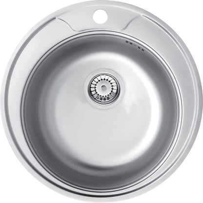 Deante TWIST Edelstahlspüle mit Hahnloch inklusive Siphon ⌀49 cm rund Stahl gebürstet