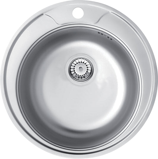 Deante TWIST Edelstahlspüle mit Hahnloch inklusive Siphon ⌀49 cm rund Stahl gebürstet
