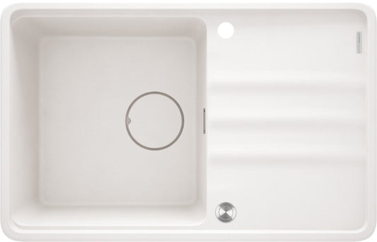 Deante MOMI Granitspüle 78 x 50 cm mit Abtropfbereich und Schneidebrett Alabaster