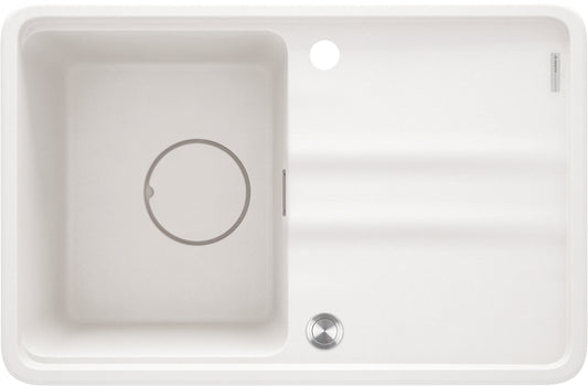 Deante MOMI Granitspüle 67 x 44 cm mit Abtropfbereich und Schneidebrett Alabaster