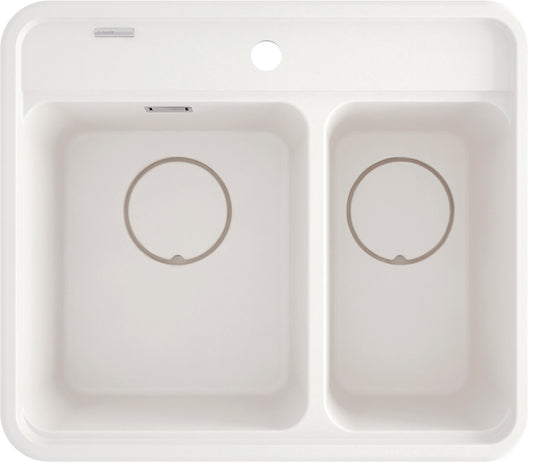 Deante MOMI Granitspüle 1,5-Becken 60 x 52 cm Auto-Stöpsel & Schneidebrett Alabaster