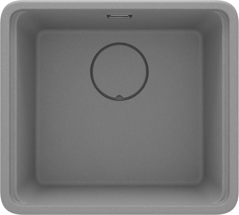 Deante MOMI Granitspüle mit tiefem Becken und Schneidebrett Grau Metallic