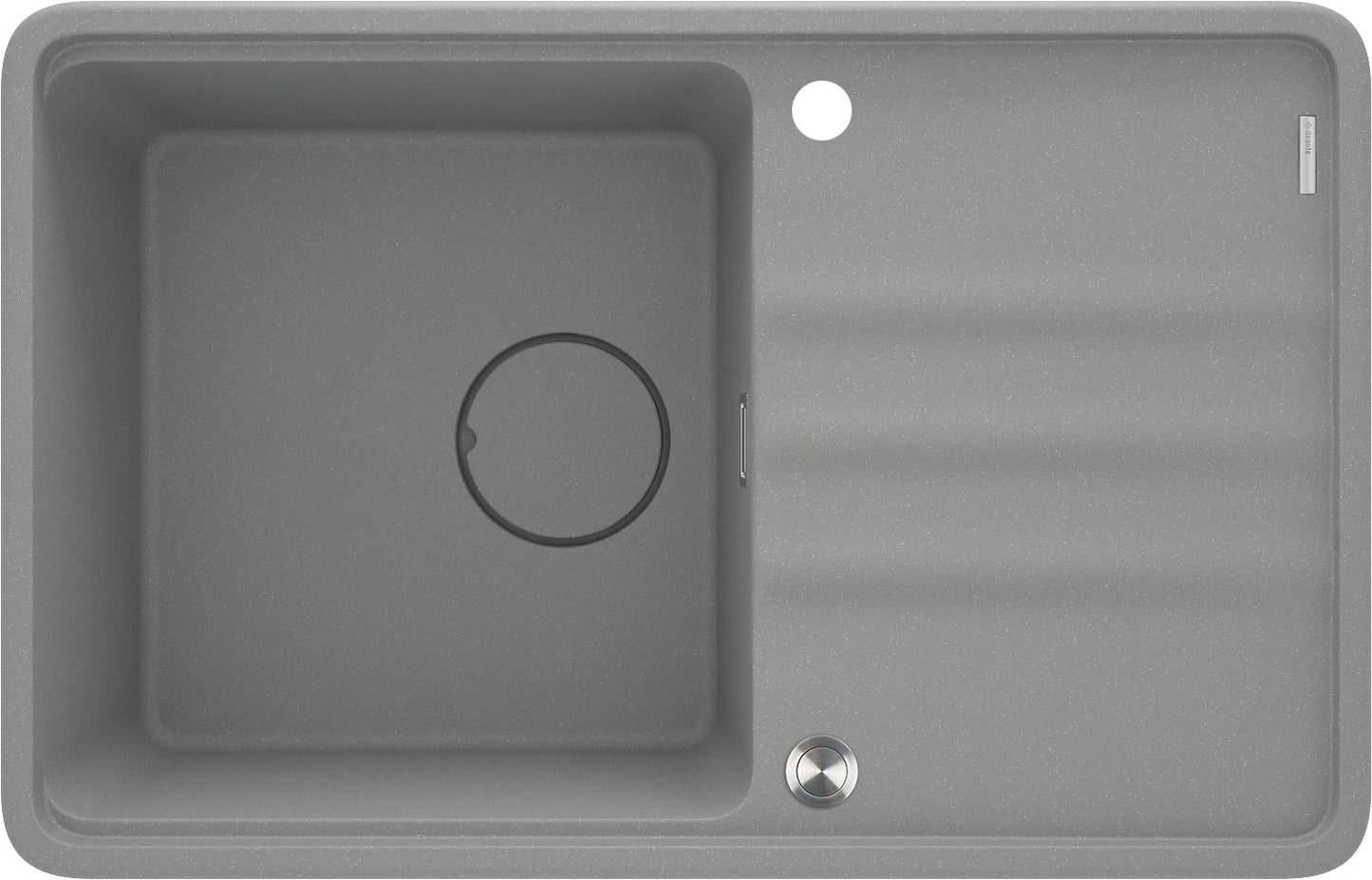 Deante MOMI Granitspüle 78 x 50 cm mit Abtropfbereich und Schneidebrett Grau Metallic