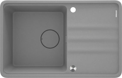 Deante MOMI Granitspüle 78 x 50 cm mit Abtropfbereich und Schneidebrett Grau Metallic