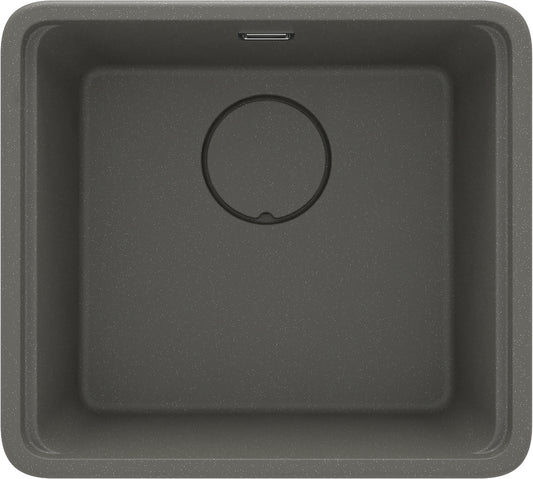 Deante MOMI Granitspüle mit tiefem Becken und Schneidebrett Anthrazit Metallic