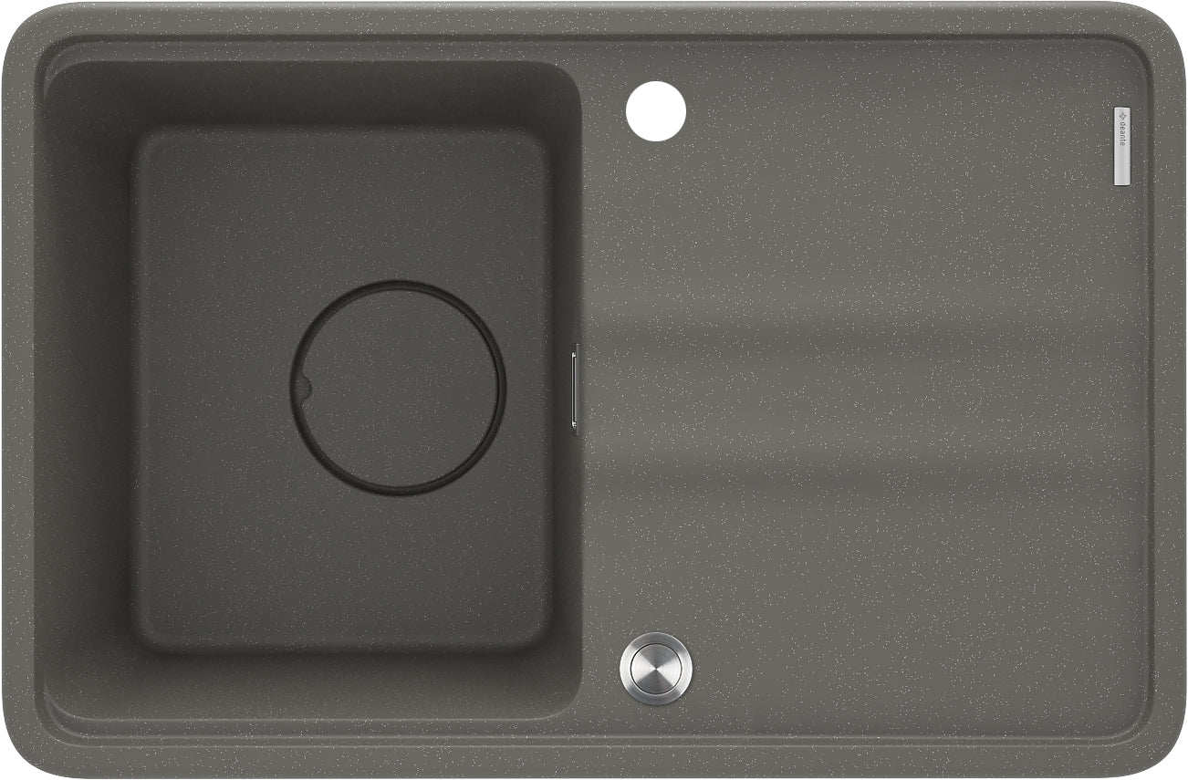 Deante MOMI Granitspüle 67 x 44 cm mit Abtropfbereich und Schneidebrett Anthrazit Metallic