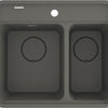 Deante MOMI Granitspüle 1,5-Becken 60 x 52 cm Auto-Stöpsel & Schneidebrett Anthrazit Metallic