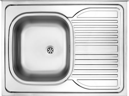 Deante TANGO Edelstahl-Aufsatzspüle mit Abtropffläche 80 x 60 cm rechts Stahl gebürstet