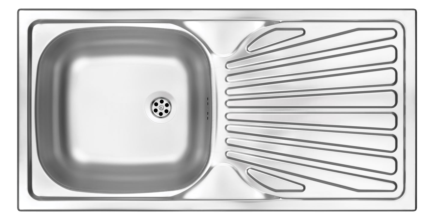 Deante TECHNO Edelstahl-Küchenspüle mit Abtropffläche 1-Becken 86 x 43,5 cm Stahl gebürstet