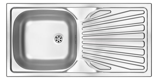 Deante TECHNO Edelstahl-Küchenspüle mit Abtropffläche 1-Becken 86 x 43,5 cm Stahl gebürstet