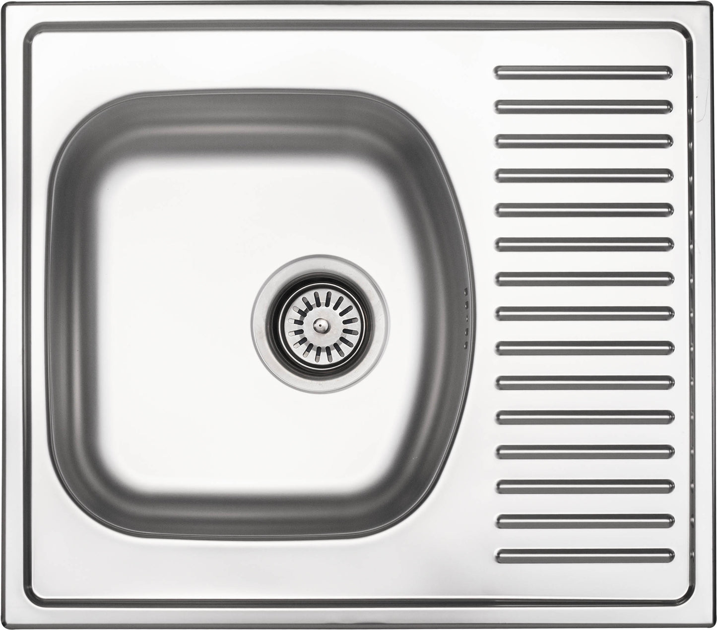 Deante TECHNO Edelstahl-Küchenspüle mit Abtropffläche 1-Becken 58 x 51 cm Dekor-Oberfläche