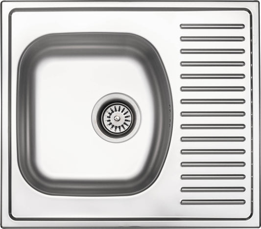 Deante TECHNO Edelstahl-Küchenspüle mit Abtropffläche 1-Becken 58 x 51 cm Dekor-Oberfläche