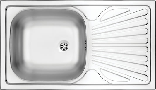 Deante TECHNO Edelstahl-Küchenspüle mit Abtropffläche 1-Becken 76 x 43,5 cm Stahl gebürstet