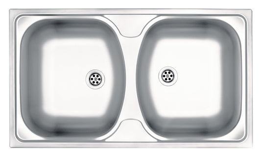 Deante TECHNO Edelstahl-Küchenspüle 2-Becken 79 x 44 cm rechteckig Dekor-Oberfläche