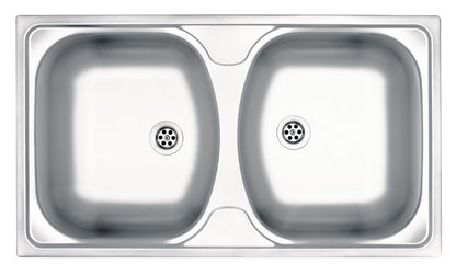 Deante TECHNO Edelstahl-Küchenspüle 2-Becken 79 x 44 cm rechteckig Stahl gebürstet