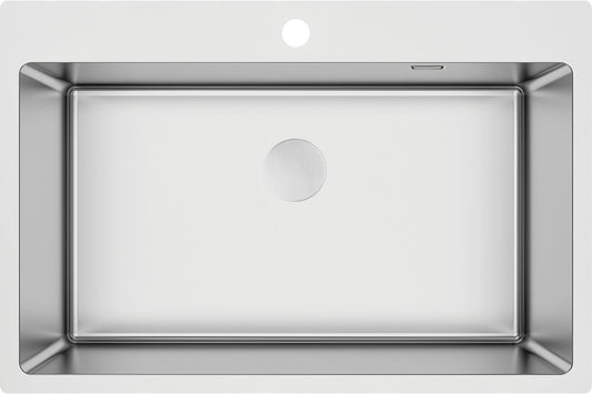 Deante OLFATO Edelstahlspüle 76 x 50 cm 1-Becken rechteckig inkl. Siphon Stahl gebürstet