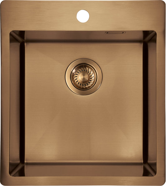 Deante OLFATO Edelstahlspüle 45 x 50 cm 1-Becken rechteckig inkl. Siphon Bronze gebürstet