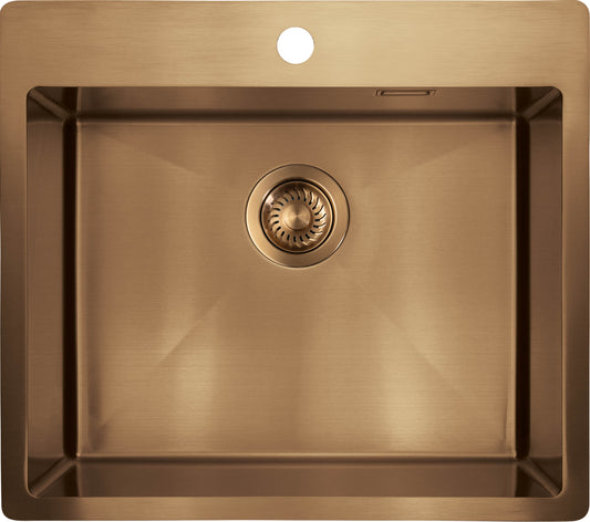 Deante OLFATO Edelstahlspüle 55 x 50 cm 1-Becken rechteckig inkl. Siphon Bronze gebürstet
