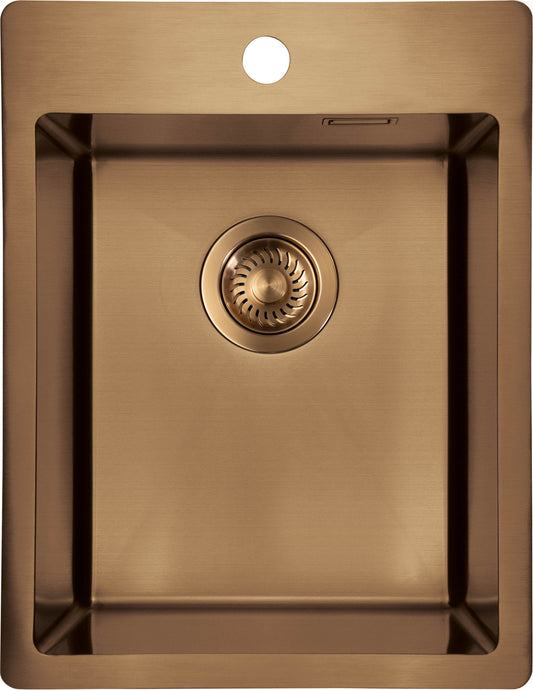 Deante OLFATO Edelstahlspüle 39 x 50 cm 1-Becken rechteckig inkl. Siphon Bronze gebürstet