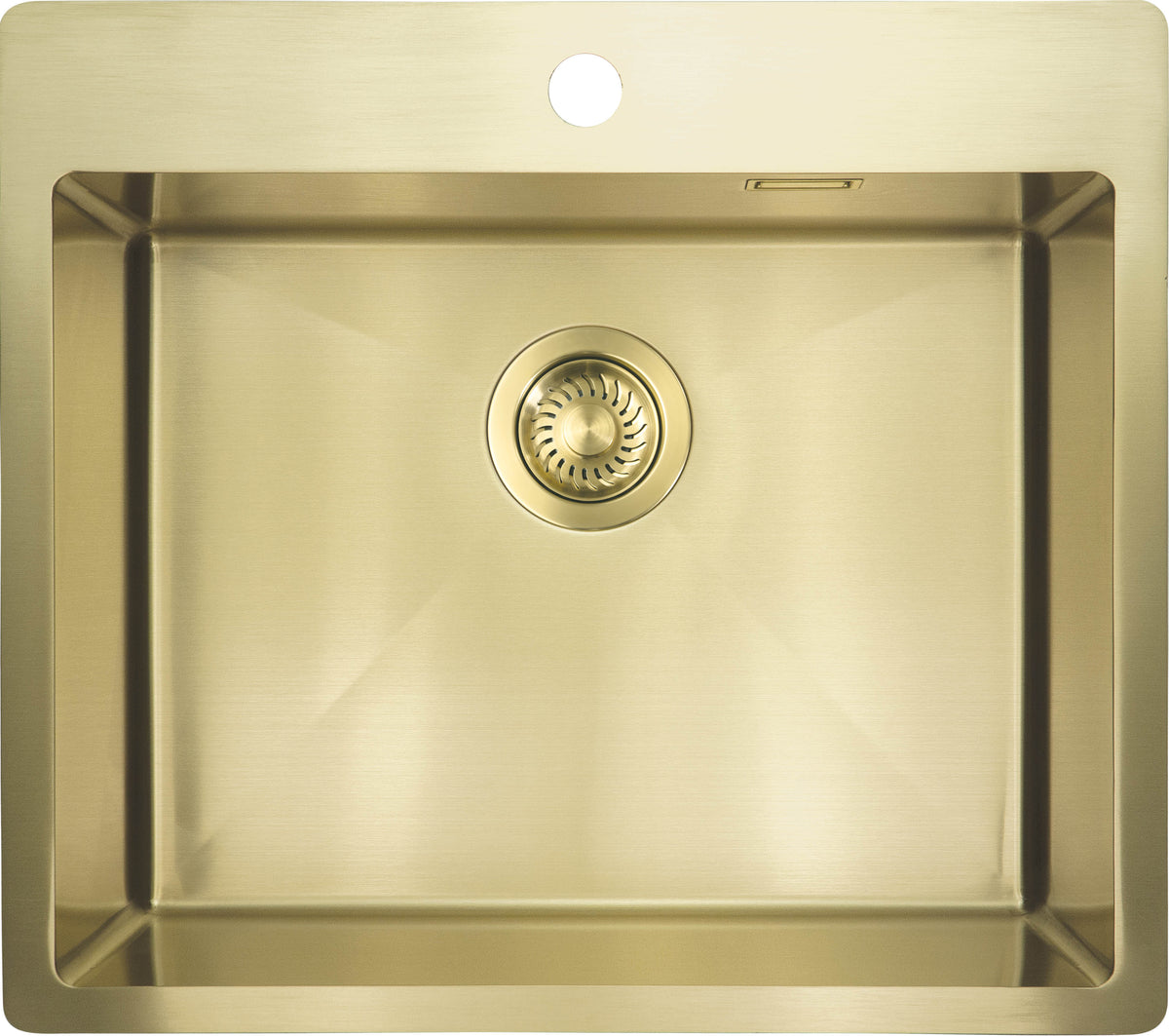 Deante OLFATO Edelstahlspüle 55 x 50 cm 1-Becken rechteckig inkl. Siphon Gold gebürstet