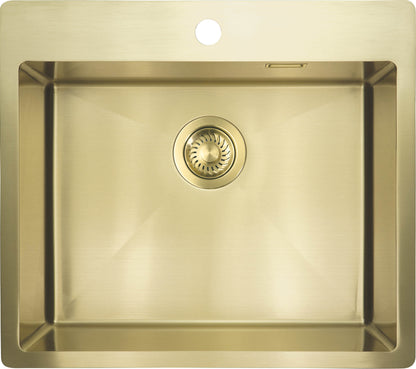 Deante OLFATO Edelstahlspüle 55 x 50 cm 1-Becken rechteckig inkl. Siphon Gold gebürstet