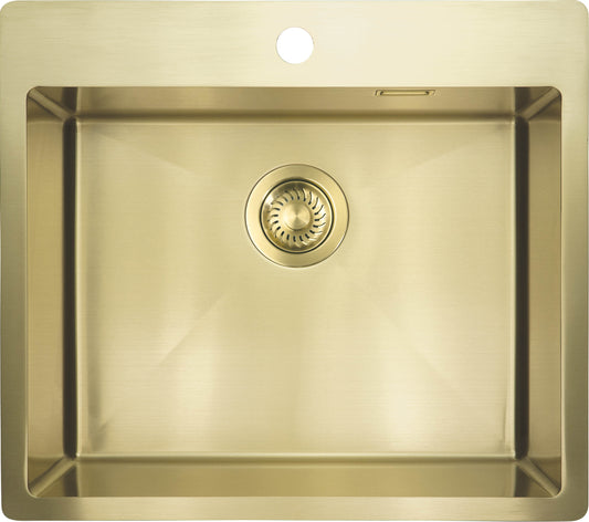 Deante OLFATO Edelstahlspüle 55 x 50 cm 1-Becken rechteckig inkl. Siphon Gold gebürstet