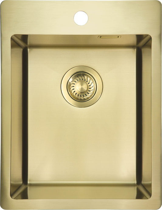Deante OLFATO Edelstahlspüle 39 x 50 cm 1-Becken rechteckig inkl. Siphon Gold gebürstet