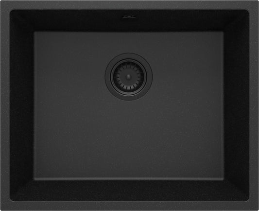 Deante CORDA Unterbau-Granitspüle 1-Becken 54 x 44 cm rechteckig Graphit Metallic