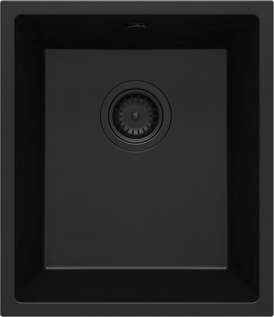 Deante CORDA Unterbau-Granitspüle 1-Becken 38 x 44 cm rechteckig schmal Schwarz