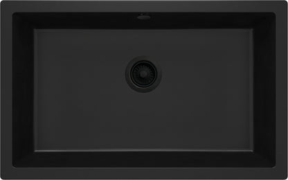 Deante CORDA Unterbau-Granitspüle 1-Becken 80 x 50 cm rechteckig breit Schwarz