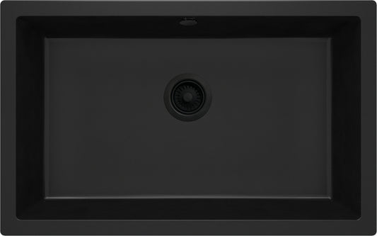 Deante CORDA Unterbau-Granitspüle 1-Becken 80 x 50 cm rechteckig breit Schwarz