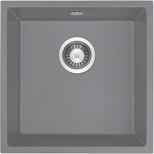 Deante CORDA Unterbau-Granitspüle 1-Becken 44 cm quadratisch Grau Metallic