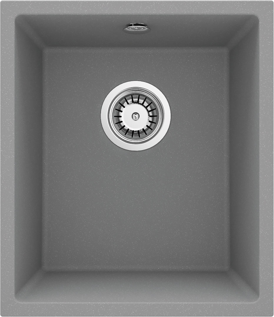 Deante CORDA Unterbau-Granitspüle 1-Becken 38 x 46 cm rechteckig schmal Grau Metallic