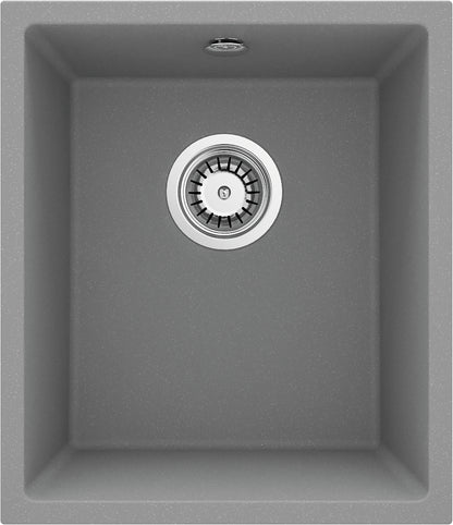 Deante CORDA Unterbau-Granitspüle 1-Becken 38 x 46 cm rechteckig schmal Grau Metallic