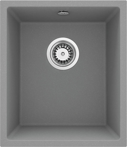 Deante CORDA Unterbau-Granitspüle 1-Becken 38 x 46 cm rechteckig schmal Grau Metallic