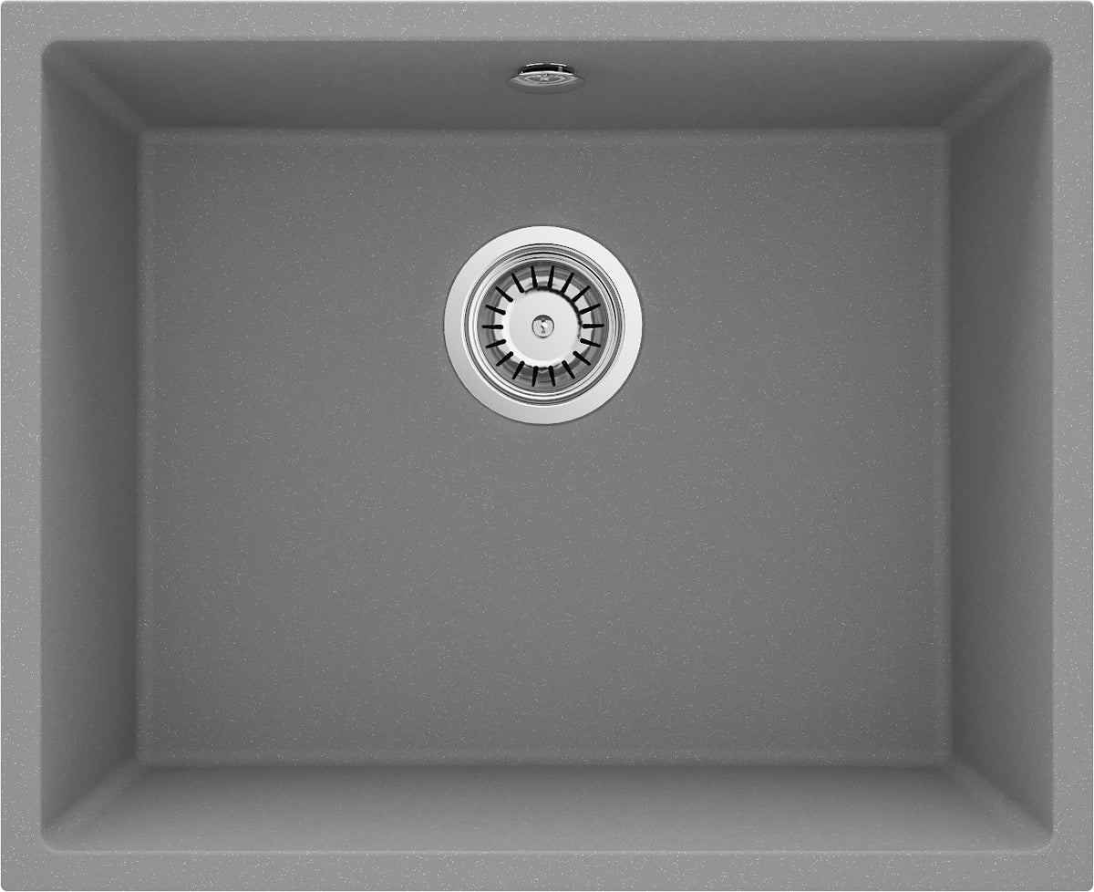 Deante CORDA Unterbau-Granitspüle 1-Becken 54 x 44 cm rechteckig Grau Metallic