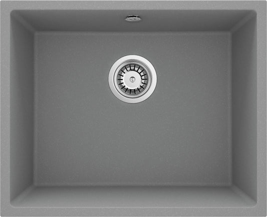 Deante CORDA Unterbau-Granitspüle 1-Becken 54 x 44 cm rechteckig Grau Metallic