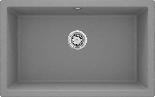 Deante CORDA Unterbau-Granitspüle 1-Becken 80 x 50 cm rechteckig breit Grau Metallic