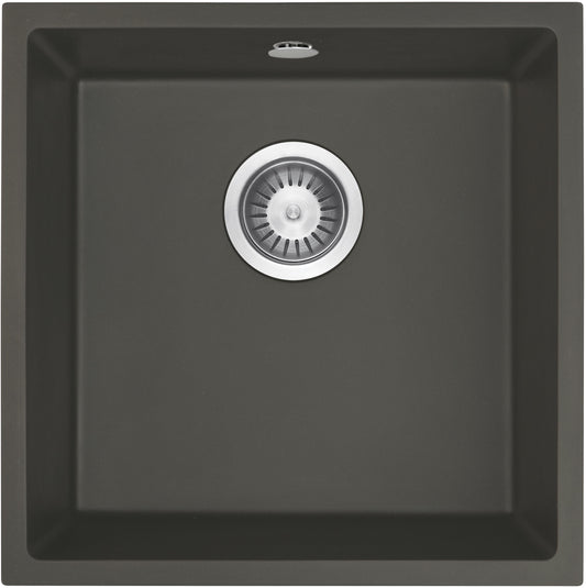Deante CORDA Unterbau-Granitspüle 1-Becken 44 cm quadratisch Anthrazit Metallic