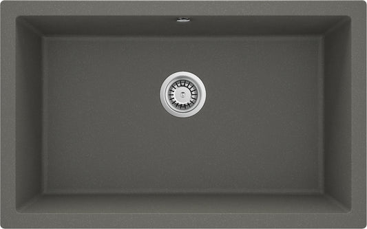 Deante CORDA Unterbau-Granitspüle 1-Becken 80 x 50 cm rechteckig breit Anthrazit Metallic