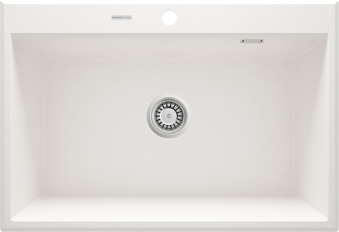 Deante ERIDAN Granitspüle 70 x 52 cm 1-Becken mit automatischer Abflusssperre Alabaster