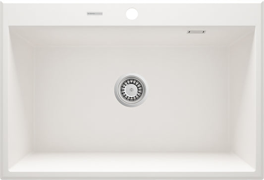 Deante ERIDAN Granitspüle 70 x 52 cm 1-Becken mit automatischer Abflusssperre Alabaster