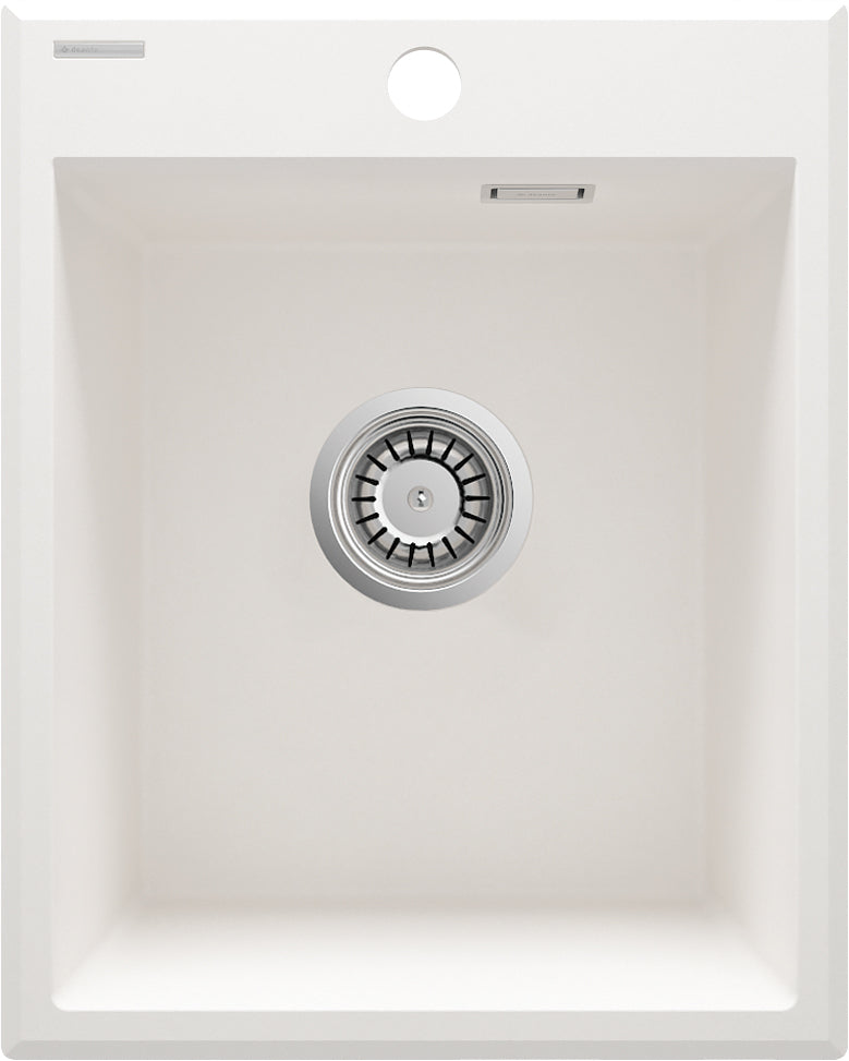 Deante ERIDAN Granitspüle 40 x 50 cm 1-Becken mit automatischer Abflusssperre Alabaster