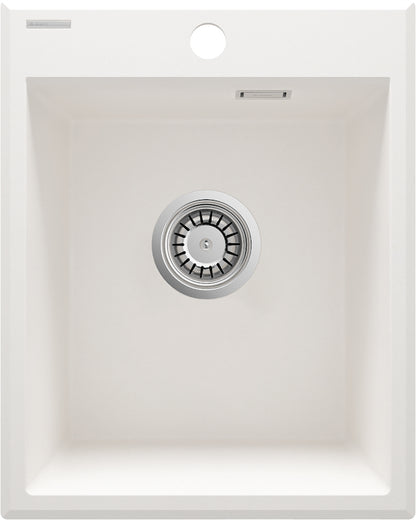 Deante ERIDAN Granitspüle 40 x 50 cm 1-Becken mit automatischer Abflusssperre Alabaster