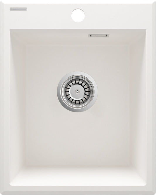 Deante ERIDAN Granitspüle 40 x 50 cm 1-Becken mit automatischer Abflusssperre Alabaster