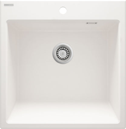 Deante ERIDAN Granit-Spülstein 60 x 61 cm 1-Becken automatische Abflusssperre Alabaster