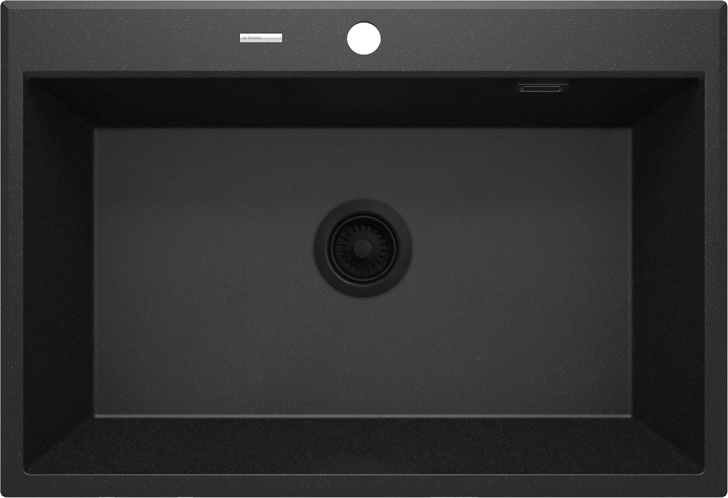 Deante ERIDAN Granitspüle 70 x 52 cm 1-Becken mit automatischer Abflusssperre Graphit Metallic