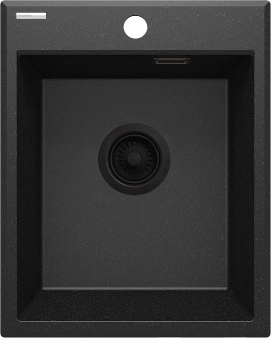 Deante ERIDAN Granitspüle 40 x 50 cm 1-Becken mit automatischer Abflusssperre Graphit Metallic
