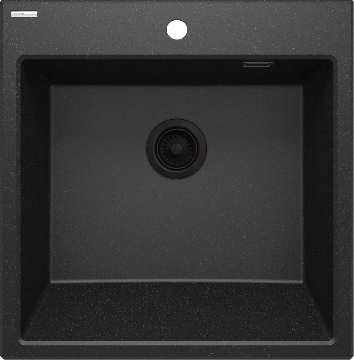 Deante ERIDAN Granit-Spülstein 60 x 61 cm 1-Becken automatische Abflusssperre Graphit Metallic